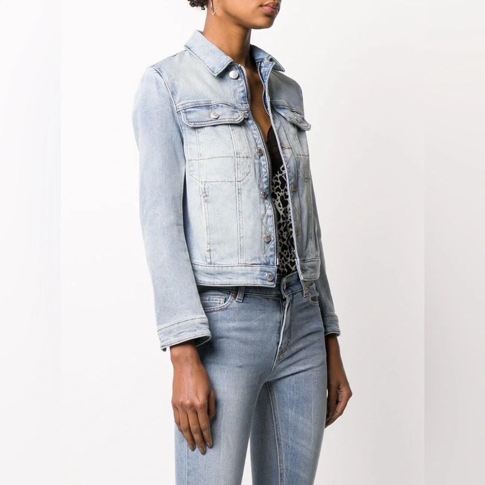 Nwt ZADIG & VOLTAIRE Skull Embellished Denim Jacket - Picture 4 of 9